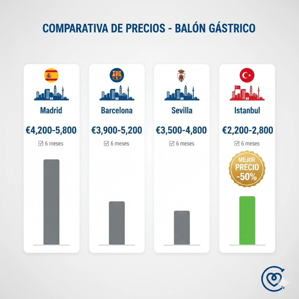 Precio balón gástrico Madrid Barcelona Estambul Turquía - comparativa ahorro 50% 2026
