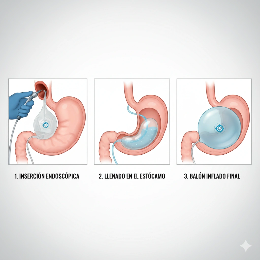 Colocación balón gástrico endoscopia paso a paso - procedimiento 20 minutos sin cirugía