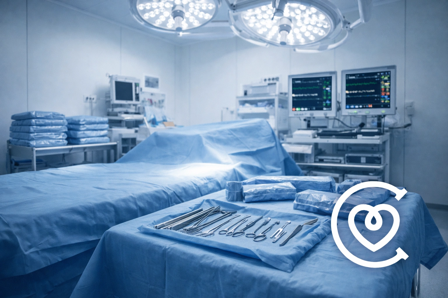 Quirófano estéril preparado con protocolos especiales para pacientes VIH en clínica turca