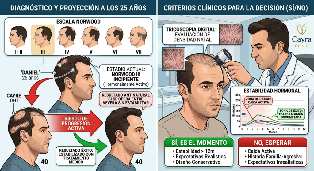 trasplante capilar con 25 años escala Norwood Cayra Clinic