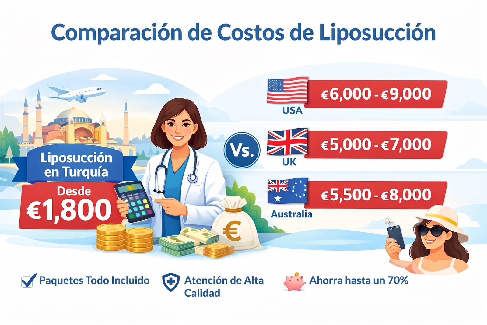 Comparación de costos de la liposucción