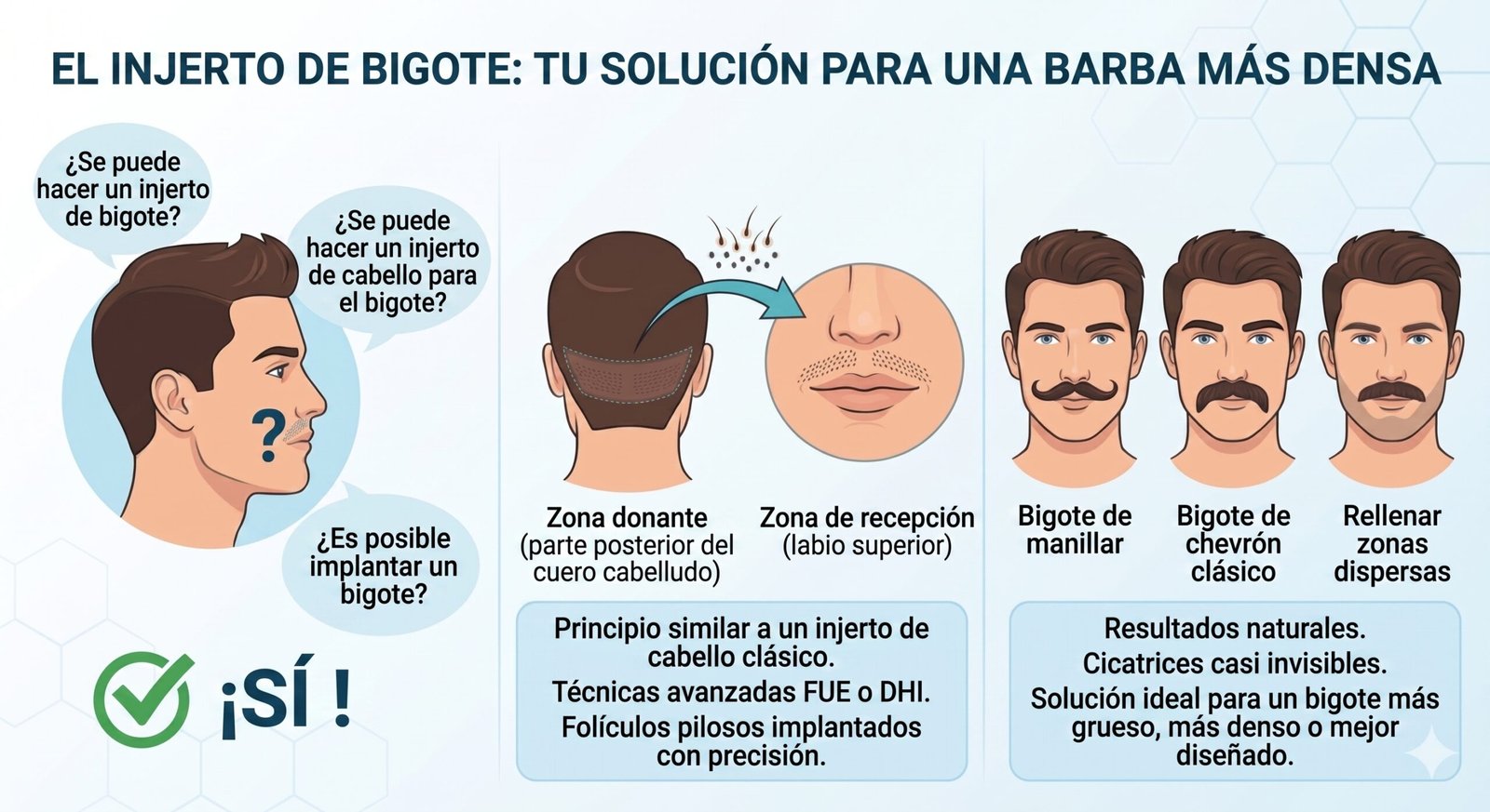 Se puede realizar un trasplante de bigote