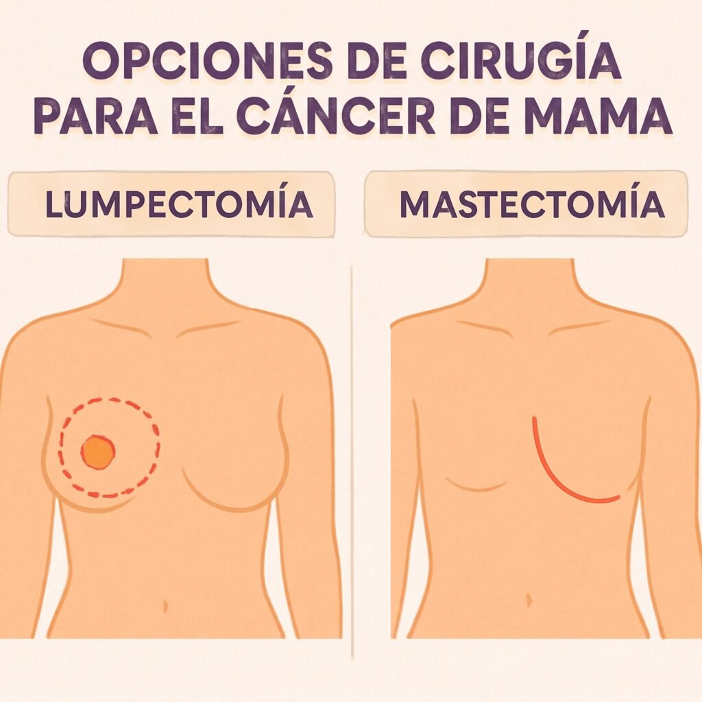 Opciones de cirugía para tumor mamario lumpectomía y mastectomía