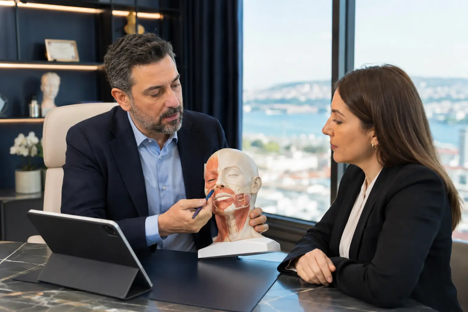 Planificación médica del SMAS y la línea mandibular antes de un lifting facial